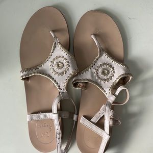 Jack Rogers ankle sandal in cream and gold